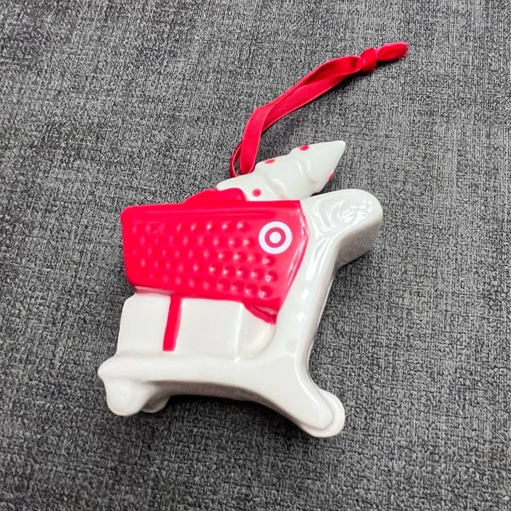 🆕 Target Wondershop Set of 2 Red & White Shopping Cart Christmas Tree Ornaments